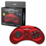 Retro-Bit Sega Mega Drive 2.4 GHz Wireless Controller 8-Button Arcade Pad for Sega Genesis Original/Mini, Switch, PC, Mac - Includes 2 Receivers & Storage Case (Crimson Red) (Nintendo Switch)