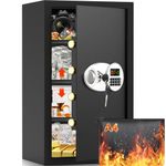 4.5 cu ft Extra Large Safe Box Fireproof Waterproof with A4 Fireproof Bag, Anti-theft Fireproof Safe with LCD Digital Keypad, Spare Keys and 3 Removable Shelf, Home Safe for Money Jewelry Document