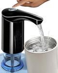 Rechargeable Water Dispenser Pump for 5 Gallon Bottle, Electric USB-C Large Flow Water Jug Dispenser, Portable Automatic Submersible Bottle Pump Silent Operation for Camping Home Office (Black)