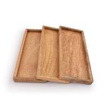 Samhita Mango Wood Serving Platter with Raised Edge -Set of 3 for Display Fruit Snacks Appetizer Sushi Food Decorative (30.48cm x 12.7cm x 1.90cm)