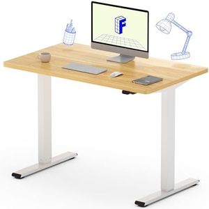 FLEXISPOT Basic Bureau Assis Debout, Bureau Électrique Réglable en Hauteur à 2 Étages avec Mono-Moteur, Panneau à 2 Boutons, Installation Facile,100x60x(73-121) cm(Cadre Blanc+Plateau Érable)
