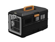 Iris Ohyama Foldable Dog Carrier with Lockable Door, Up to 10kg, L55 x W32 x H36cm, Black, Large, Basket Bag, Box, For Travel, Transport, Puppy, Cat, Rabbit, BPA Free, Carry Case, Crate, FC-550