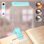 Glocusent Horizontal ET-Head Book Light for Reading in Bed, Eye Caring, CRI 95, 3 Colors & 5 Brightness, Rechargeable Long Lasting Reading Light, 1.4Oz Lightweight & Portable, Perfect for Book Lovers…