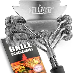 GRILLART Grill Brush and Scraper Bristle Free - Safe BBQ Brush for Grill -Stainless Grill Grate Cleaner - Safe Grill Accessories for Porcelain/Weber Gas/Charcoal Grill - Gifts for Grill Wizard/Men/Dad