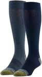 GOLDTOE Men's Mild Compression Over The Calf Comfort Socks, 2-Pairs, Peacoat/Denim, Large