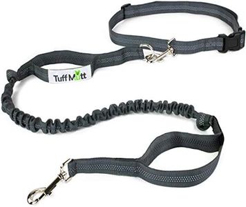 Tuff Mutt Hands Free Dog Leash for Running, Walking, Hiking, Durable Dual-Handle Bungee Leash is 4 Feet Long with Reflective Stitching, and an Adjustable Waist Belt That Fits up to 42 Inch Waist