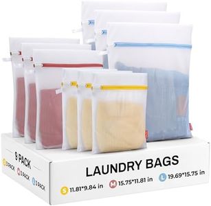 Lifnmybr 9 Pack Mesh Laundry Bags with Sturdy Zipper, Hanging Loop and Breathable Fine Net, Artisans Made Wash for Lingerie, Delicates, Underwear, Pants, Shoes, Socks, Colors