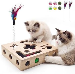 Hyfico Cat Toys for Indoor Cats - Cat Nail File Box with Interactive Cat Toys, 2026 Upgraded Cat Puzzle Feeder Scratch Puzzle Toy for Indoor Cats, Natural Claw Care (Wood)