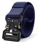 JET STREAM Unisex Synthetic Belt Wide Nylon Military Style Tactical Canvas Men's and Women's Waist Belt with Metal Buckle (pack of 1) (BLUE)