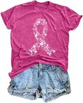 hohololo Breast Cancer Awareness Tshirt Breast Cancer T Shirts for Women Pink Ribbon Short Sleeve Tops,Pink-D,S