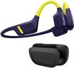 SUUNTO Aqua Swimming Open-Ear Bluetooth Headphones, 32GB MP3 Bone Conduction Player for Running & Cycling, Head Movement Control & Dual-Mic, IP68 Waterproof, 30H Playtime w/Powerbank, Lime Blue