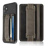 Cobee Cell Phone Card Holder Pouch Self-Adhesive Phone Kickstand with Elastic Band Stick on Wallet Card Holder for Back of Phone Case Leather ID Card Holder Sleeve Pouch (Black)