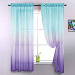 Lilac and Turquoise Curtains for Bedroom Girls Gifts 2 Panels Ombre Sheer Curtains for New Year Decor Idea Kids Room Divider Sepetator Baby Mermaid Nursery Themed Bathroom 96 Inch Length Green Purple