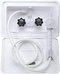 Amarine Made RV Exterior Shower Box Kit Faucet Hose Camper Shower Outdoor Trailer Cowboy Shower White