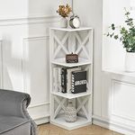 BTGGG Corner Shelf 3 Tier Corner Bookcase Free Standing Corner Shelf Unit 30 x 30 x 98 CM Plant Display Shelf Multifunctional Storage Stand for Living Room Bedroom Bathroom, White