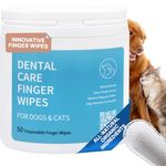 Spanielbuns Dog Dental Wipes for Cats & Dogs Teeth Cleaning - Safe Vet Approved, Breath Freshener, Tartar Remover, All Natural Organic, 50ct Pre-Soaked Finger Wipes