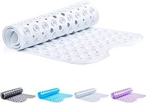 TranquilBeauty Non-Slip Bath Mat with Suction Cups | Bathtub Mats | Machine-Washable, Latex-Free | Shower Mat Ideal for Elderly & Children | White 40x16in Extra Long