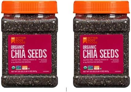Better Body Foods, Organic Chia Seeds with Calcium, Iron, Potassium, 5350mg Omega-3s, Non-GMO and Gluten Free | Add Omega 3 Protein to Salad, Smoothie, Oatmeal Acai Bowl | Pack of 2 - 567 grams Airtight Jars
