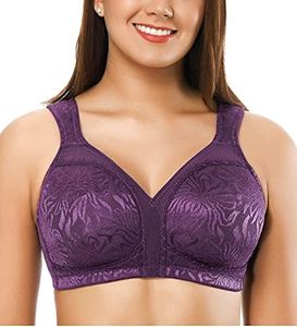 ZeroBound Women's Minimizer Bras Comfort Cushion Strap Wirefree Full Coverage Large Bust Non-Padded Bra(Purple,44G)