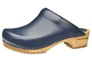 Sanita Lars Mule Clog | Original Handmade Wooden Leather Clog for Men, Size: 9 UK, Blue