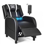 POWERSTONE Gaming Chair Recliner - Massage Gaming Chair with Footrest Ergonomic PU Leather Sofa with Headrest and Side Pouches - Living Room Recliner Home Theater Seat (White)…