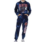 Bioworld Jujutsu Kaisen Character Group With Varsity Text Blue Cove Wash Men’s Hoodie & Jogger Set, Multicolored, Small