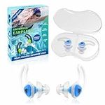 Hearprotek 2 Pairs Swimmer Ear Plugs, Upgraded Custom-fit Water Protection Adult Swimming earplugs for Swimmers Water Pool Shower Bathing and Other Water Sports(Blue)