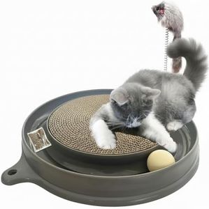 AUOON Cat Scratcher Toy, Cat Toy, Scratch pad,scratching toy,Post Pad Interactive Training Exercise Mouse Play Toy with Ball (Gray)