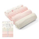 Mother's Choice Baby Flannel Blanket 4 Pack 30x30 Inches | 100% Cotton Baby Blanket, Muslin Swaddle Blanket, Receiving Blanket, Swaddles 0-3 Months, Baby Blankets for Newborn