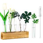 Zuimei Planter Propagation Stations, Tabletop Hanging Glass Planter Propagation Station Wall Plant Holder with 6 Test Tube Vase and 1 Cleaning Brush for Hydroponic Plants Cuttings Office Home Décor