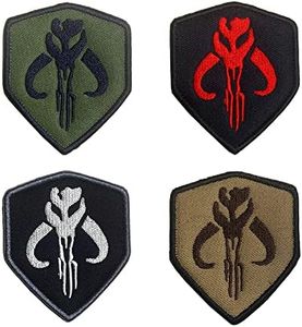 Zcketo 4 Pcs Military Tactical Patches for Movie The Bounty Hunters Skull Shield Hook and Loop Fasteners Embroidery Funny Morale Emblem Tags for Backpack Bag Cap Vest Collect Patch(Shield)