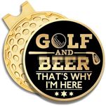 GEYGIE Golf and Bee That's Why I'm Here Black Gold Golf Ball Marker with Magnetic Hat Clip, Golf Accessories for Men Women, Golf Gift for Men Women Golfer, Birthday Retirement Gift for Golf Fan