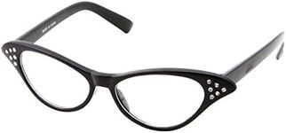 50's Kids Nerd Cat Eye Glasses Girls Costume Children's (Age 3-12) (Black)