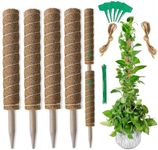 Moss Pole for Plants Monstera, 4 Pack 15.7 Inch Moss Poles for Climbing Plants, Coco Coir Pole Plant Support Stakes for Indoor Climbing Plants Grow Upwards, Garden Ties Kit