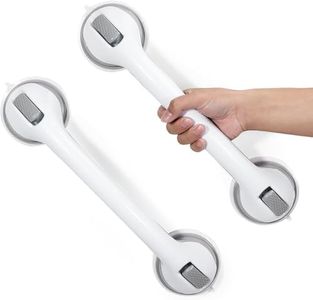 Reyiu Grab Bars for Bathtubs and Showers, 16 Inch Shower Handle Heavy Duty Suction Cup Grab Bars for Shower Chair, Bathroom Safety Bar for Elderly (2 Pack)