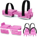 Tryly 2 Pairs Upgraded Toddler Ice Skates, Kids Adjustable 2-in-1 Double & Single Convertible Blade Skates with Hook and Loop Fastener Straps for Winter Toddler Training Shoes Beginner (Pink-2 Pairs)