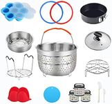 Pressure Cooker Accessories Compatible with Instant Pot 6 Qt - Steamer Basket, Silicone Sealing Rings, Springform Pan, Glass Lid, Egg Bites Mold, Egg Steamer Rack and More