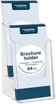 Europel 2-Tier Leaflet & Brochure Holder for a 1/3 folded A4 Size document, Clear Acrylic Construction Booklet, Flyer Menu Display Dispenser Office, Restaurants Reception Portrait |, 350105