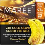 MAREE Eye Gels - Under Eye Patches, Gold Eye Patches for Puffy Eyes and Dark Circles Eye Bags - 24k Gold Eye Mask Collagen, Hyaluronic Acid Skincare Gel Pads, Puffiness Treatment Undereye Mask Patches