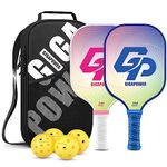 GIGAPOWER Pickleball Paddles | USAPA Approved | Graphite Carbon Face with Polypropylene Honeycomb Core | Lightweight Pickleball Paddles Set of 2 Rackets, 4 Balls and 1 Carry Bag