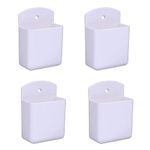 Pack of 4 White Remote Holders Remote Control Holder Wall Mount Media Storage Box for Home Office Bedroom Parlor Self Adhesive Atorage Box