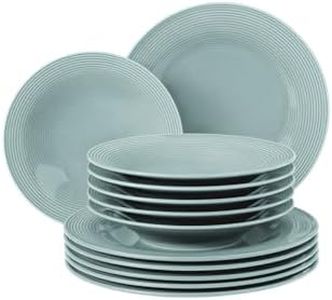 SELTMANN WEIDEN Tafelservice 12-teilig BT - Beat - Form: Rund mit Rillenrelief - moderner Stil - Arktisblau - Color Glaze