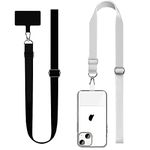 BFSD·DM Phone Lanyard, Cell Phone Lanyards for Around The Neck,Adjustable Nylon Phone Strap Crossbody Compatible with Most Smartphones with Full Coverage Case(Black,White)