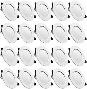 Tofisr Spot LED Encastrable, Extra Plat, Encastré Lampe Plafonnier Plat Rond,7W Equivalent 70W Incandescence, 230V Blanc Froid 6000K, Pour Salle de Salon, Cuisine, Lot de 20