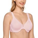 Delimira Women's Minimiser Bra Plus Size Underwired Full Cup Non Padded Seamless Support T Shirt Bra Gentle Rose 34H