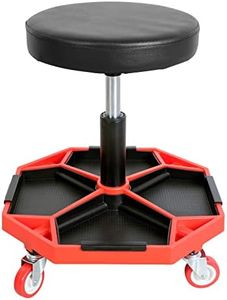 BIG RED ATRXF8308R Torin Heavy Duty Pneumatic Garage Rolling Stool/Creeper Seat with Removable Plastic Tray, 300 lb Capacity, Black/Red