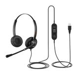 N/X Emaiker USB Headset with Microphone for PC, Utra Soft Office Call Center Headphones with Microphone & Line Control for PC Mac Laptop Skype Teams Zoom Meeting Dragon Dictation Work from Home