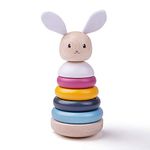 Bigjigs Toys Wooden Rabbit Stacking Rings (7 Pieces) - FSC® Certified Baby Stacker Toy, Eco Friendly Montessori Toys, Gifts For Babies & Toddlers, 1 Year Old +