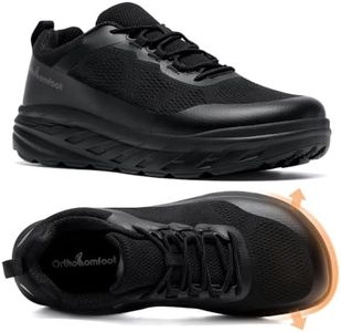 OrthoComfoot Men Wide Orthopedic Sneakers, Arch Support Non Slip Walking Running Shoes for Plantar Fasciitis Diabetic Swollen Feet,Black Size 11