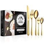 vancasso Gold Cutlery Set, 60 Piece Food-Grade Stainless Steel Silverware Cutlery Set for 12 People, Mirror Polished Cutlery Sets Include Knives/Spoons/Forks, for Daily Use/Christmas